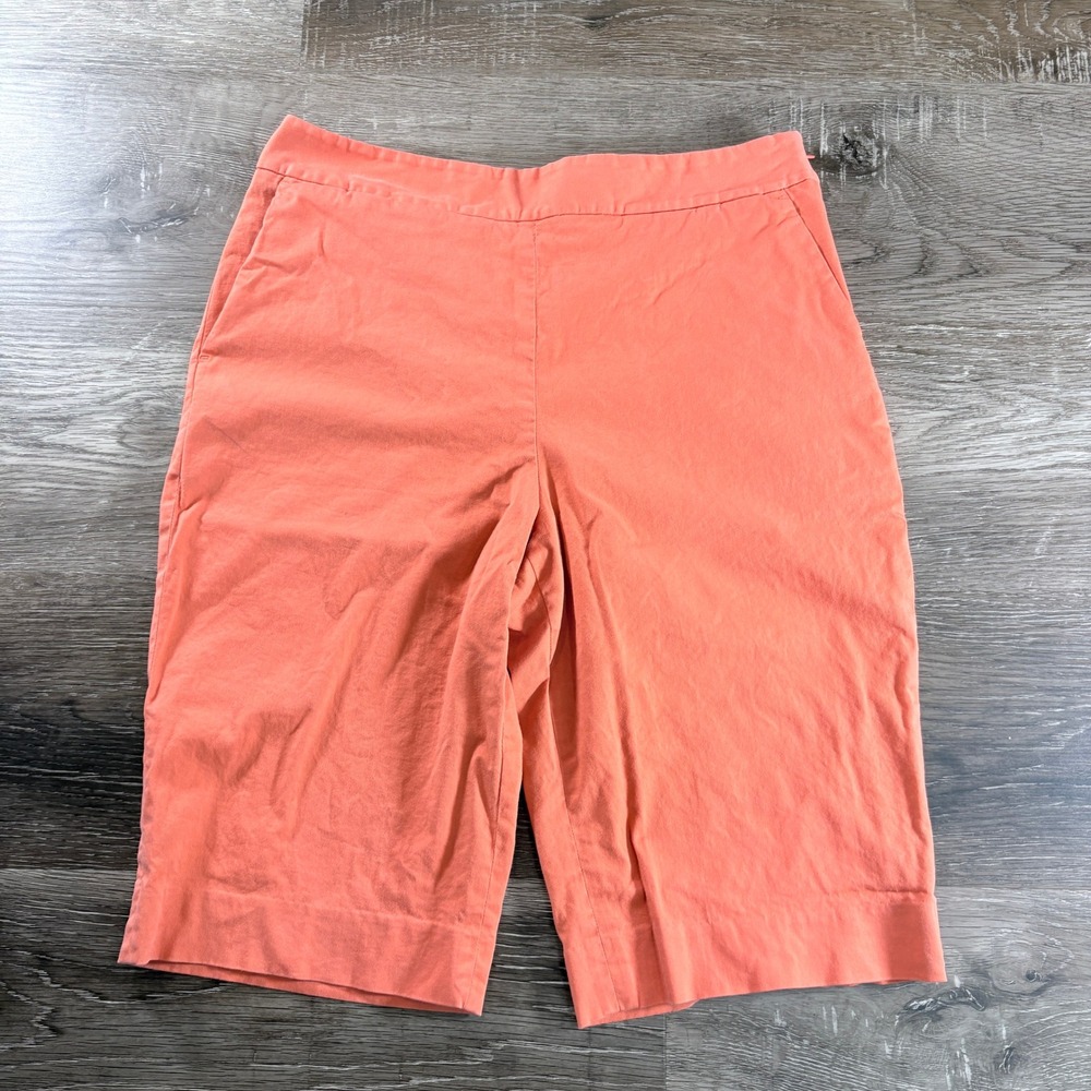 Pendleton Womens Coral Orange Bermuda Shorts Side Zip Cotton Twill Size 6 READ